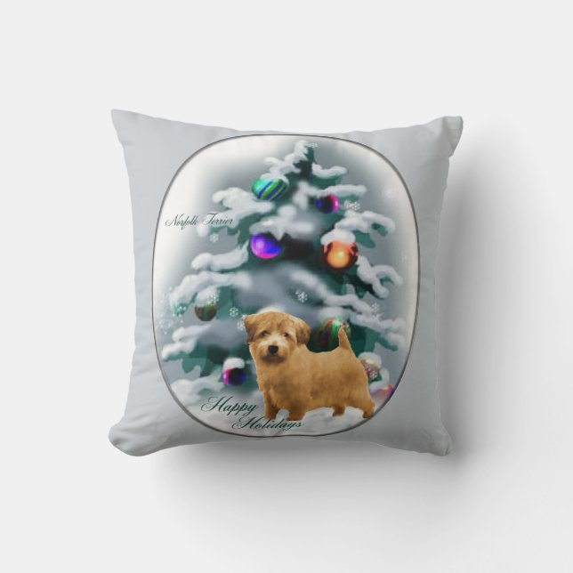 Norfolk Terrier Christmas Kissen (Vorderseite)