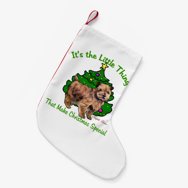 Norfolk Terrier Christmas Kleiner Weihnachtsstrumpf (Vorderansicht (hängend))