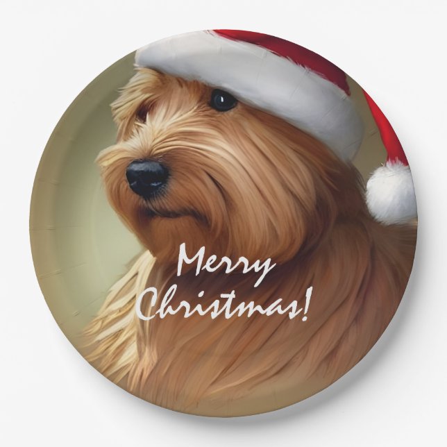 Norfolk Terrier Christmas Pappteller (Vorderseite)