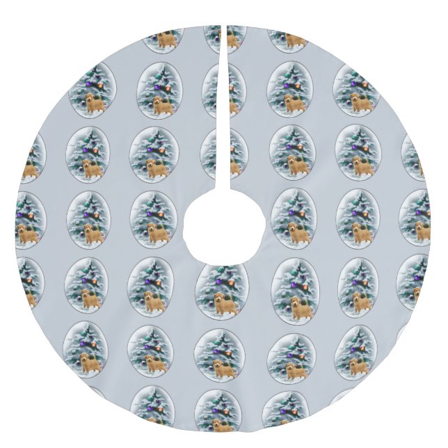 Norfolk Terrier Christmas Polyester Weihnachtsbaumdecke (Vorderseite)