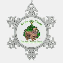 Norfolk Terrier Christmas Schneeflocken Zinn-Ornament