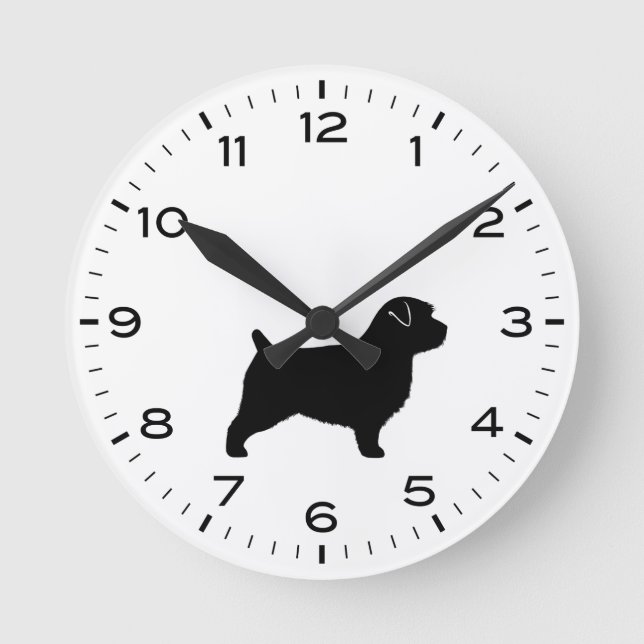 Norfolk Terrier Dog Rasse Silhouette Runde Wanduhr (Vorderseite)