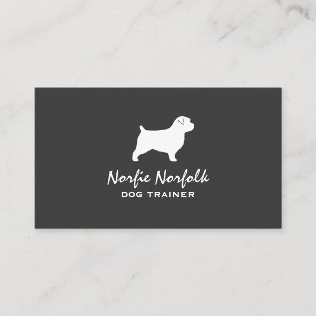 Norfolk Terrier Dog Rasse Silhouette Visitenkarte (Vorderseite)