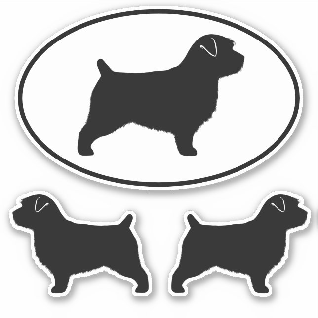 Norfolk Terrier Dog Silhouetten Vinyl Sticker Set (Vorderseite)