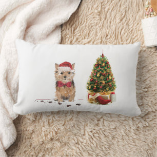 Norfolk Terrier Funny Christmas Dog mit Baum Lendenkissen