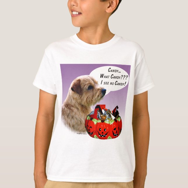 Norfolk Terrier Halloween Candy T-Shirt (Vorderseite)