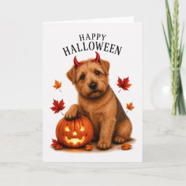 Norfolk Terrier Halloween Teufelshund Karte