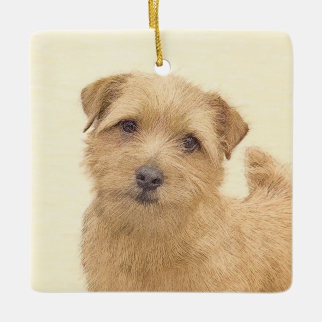 Norfolk Terrier Painting - Original Dog Art Keramikornament (Vorderseite)