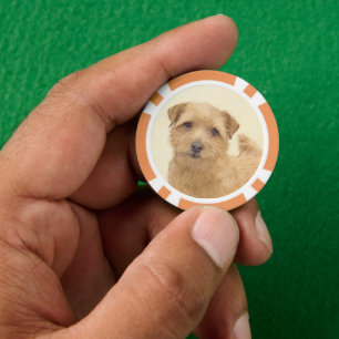 Norfolk Terrier Painting - Original Dog Art Pokerchips