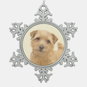 Norfolk Terrier Painting - Original Dog Art Schneeflocken Zinn-Ornament