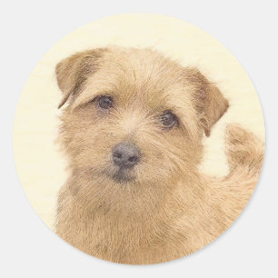 Norfolk Terrier Painting - Original Hund Kunst Runder Aufkleber