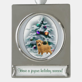 Norfolk Terrier Personalisiert Weihnachten Banner-Ornament Silber
