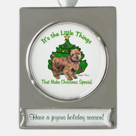 Norfolk Terrier Personalisiert Weihnachten Banner-Ornament Silber