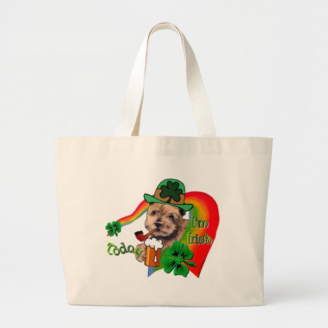 Norfolk Terrier St. Patrick's Day Jumbo Stoffbeutel (Vorne)