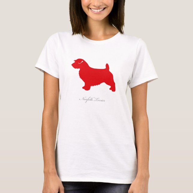 Norfolk-Terrier-T - Shirt (rote Silhouette) (Vorderseite)