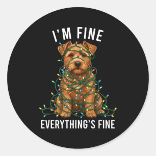 Norfolk Terrier Weihnachten Mir geht's gut Alles i Runder Aufkleber