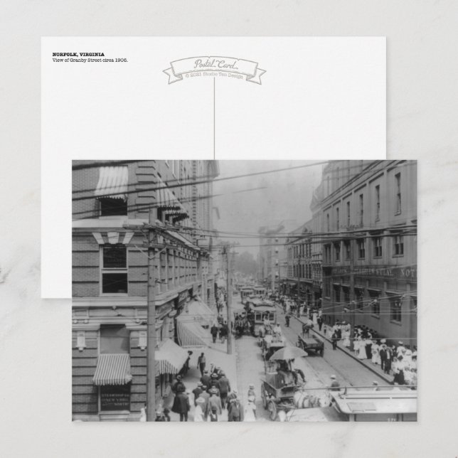 Norfolk, Virginia circa 1906 Postcard - Granby St. Postkarte (Vorne/Hinten)