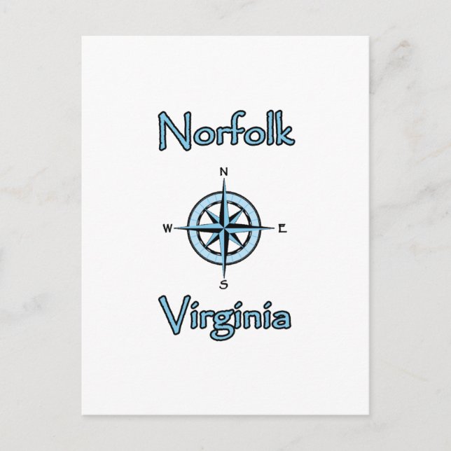 Norfolk Virginia Compass Rose Logo Postkarte (Vorderseite)