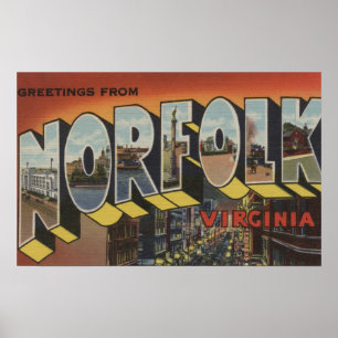Norfolk, Virginia - große Buchstabe-Szenen Poster