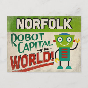 Norfolk Virginia Roboter - Lustige Vintage Postkarte