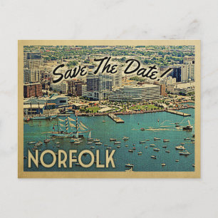 Norfolk Virginia Save the Date Vintage Postkarten