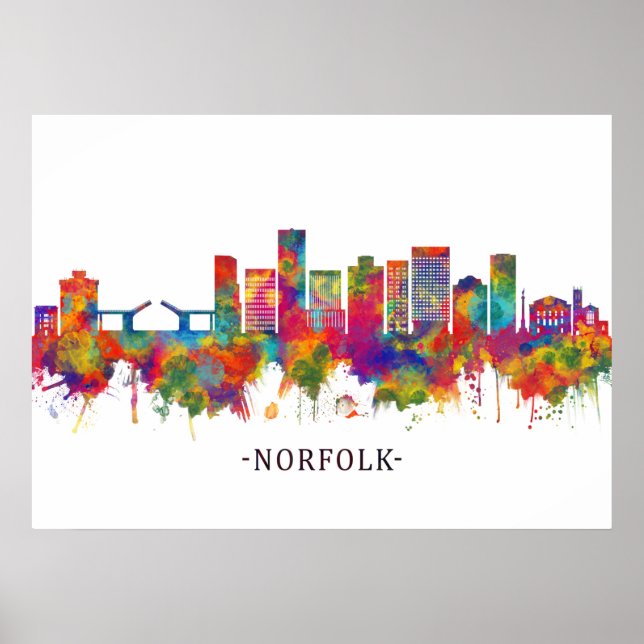 Norfolk Virginia Skyline Poster (Vorne)