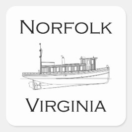 Norfolk Virginia Vintages Maritim-Logo - Schleppbo Quadratischer Aufkleber