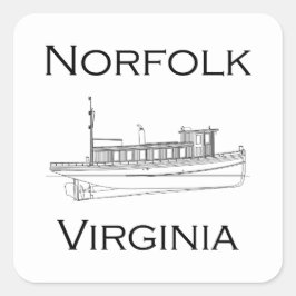 Norfolk Virginia Vintages Maritim-Logo - Schleppbo Quadratischer Aufkleber