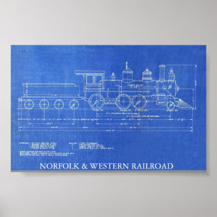 NORFOLK & WESTERN RAILROAD MOTOR NR. 521 POSTER
