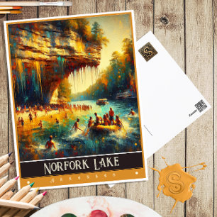 Norfork Lake, Arkansas Vintage-Malerei Postkarte