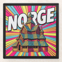 Norge Gol Stabkirche Oslo Farbige Retro Untersetze