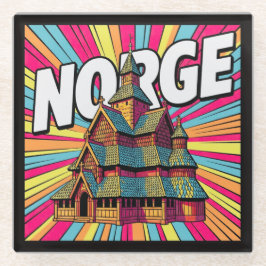 Norge Gol Stave Church Oslo Colorful Retro Coaster Glasuntersetzer