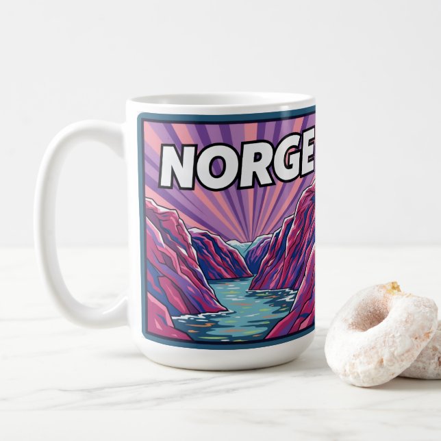 Norge Norwegian Geirangerfjords Coffee Mug Kaffeetasse (Mit Donut)