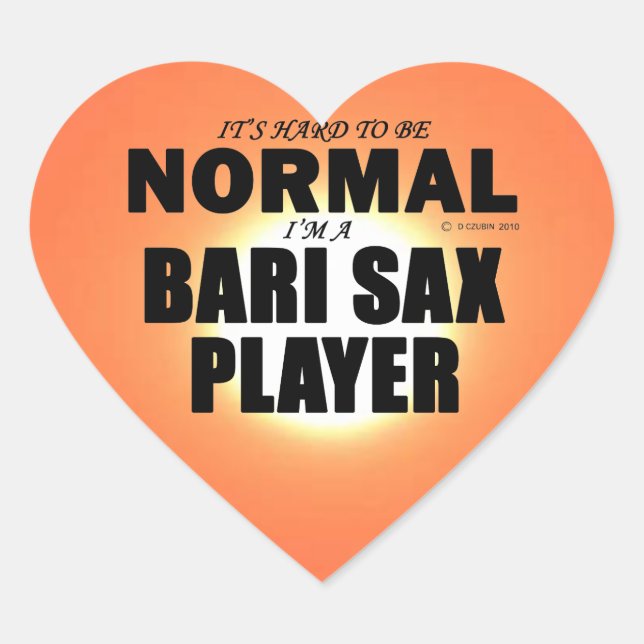 Normal Bari Sax Player Heart Sticker (Vorderseite)
