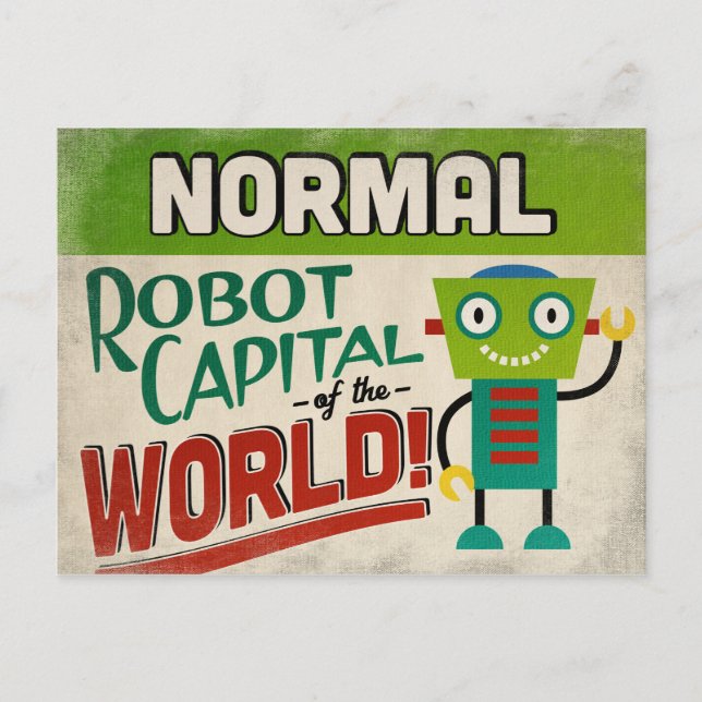 Normal Illinois Robot - Funny Vintag Postkarte (Vorderseite)