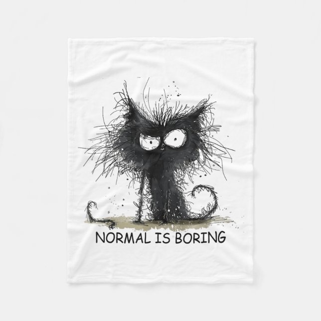Normal Is Boring Funny Cat Graphic Tee Men Women  Fleecedecke (Vorderseite)