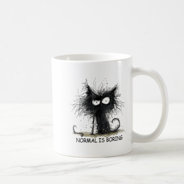 Normal Is Boring Funny Cat Graphic Tee Men Women  Kaffeetasse (Rechts)