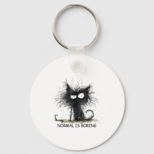 Normal ist langweilig Lustiges Katzen Grafik T-Shi Schlüsselanhänger