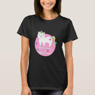 Normal langweilig Kawaii Einhornkatze weiß & rosa T-Shirt