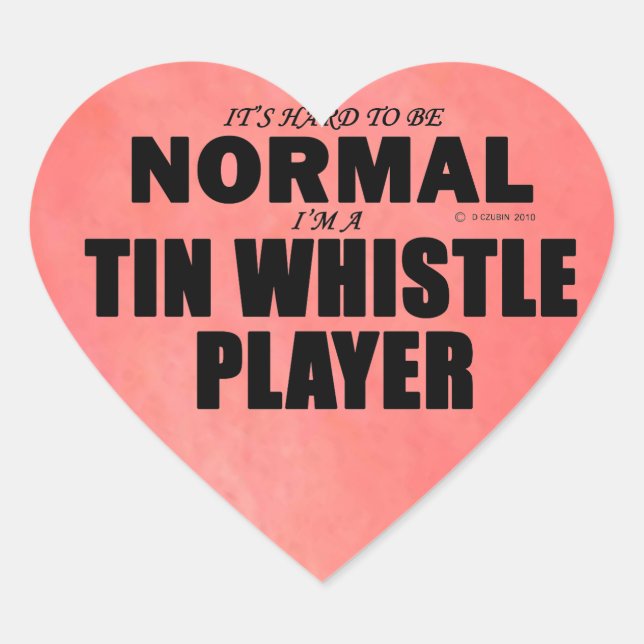 Normal Tin Whistle Player Heart Sticker (Vorderseite)