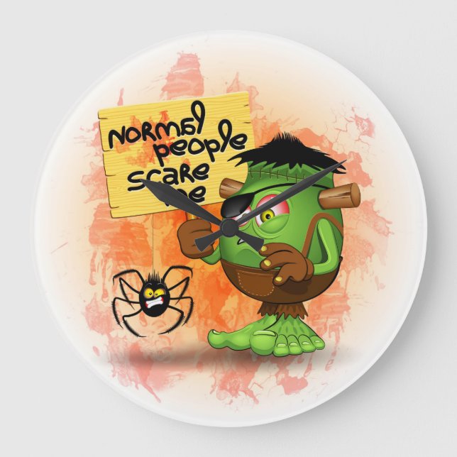 "Normale Leute erschrecken mich" humorvolles Große Wanduhr (Vorderseite)