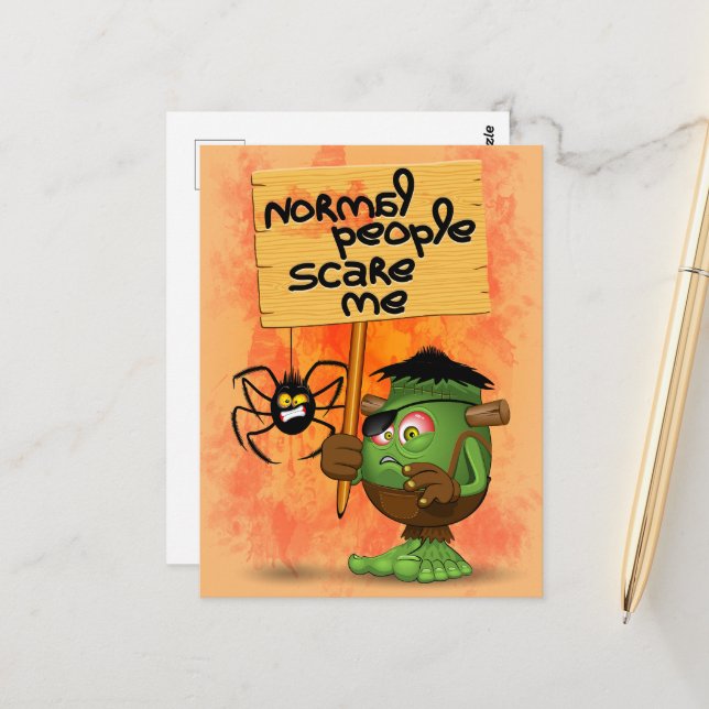 'Normale Leute kümmern sich um mich' Humurer Frank Postkarte (Vorderseite/Rückseite Beispiel)