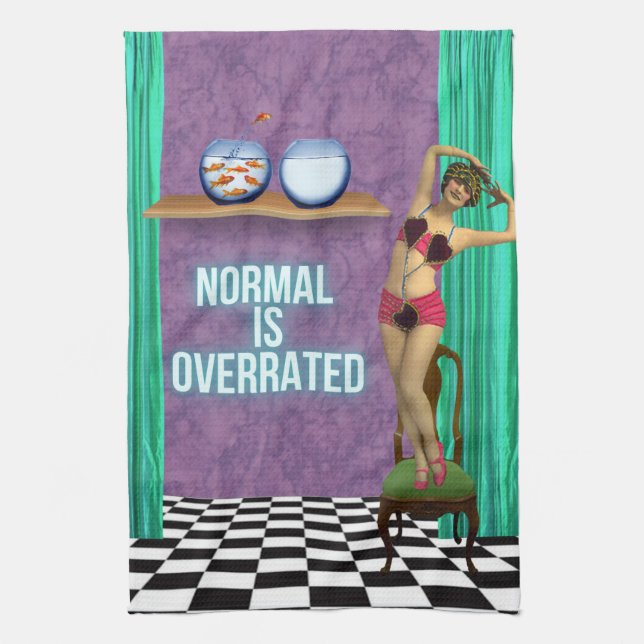 Normalerweise wird Funky & Fun Altered Art überbew Geschirrtuch (Vertikal)