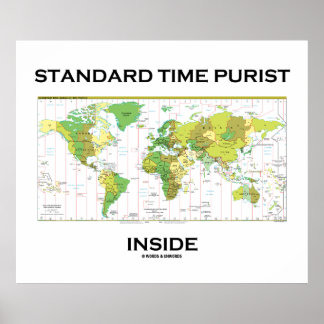 Normalzeit puristischer Inside (Zeitzonen-Weltkart Poster
