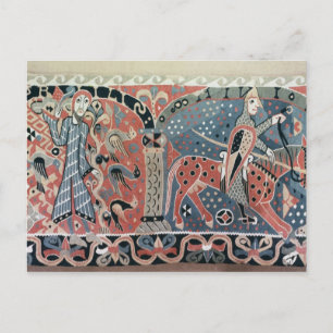 Norman cavalier auf einem piebald Pferd Postkarte