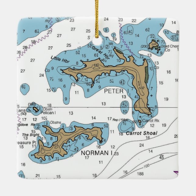 Norman Island BVI Chart Keramikornament (Rückseite)