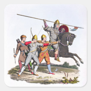 Norman Knight and Archers, 1066, aus dem "Ancient  Quadratischer Aufkleber