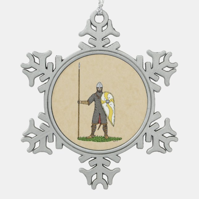 Norman Knight Circa 1066 Schneeflocken Zinn-Ornament (Vorderseite)