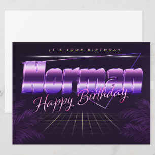 Norman Name Vorname lila retro Karte Geburtstag