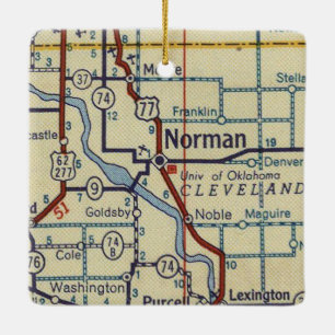 Norman OK Retro Map Keramikornament